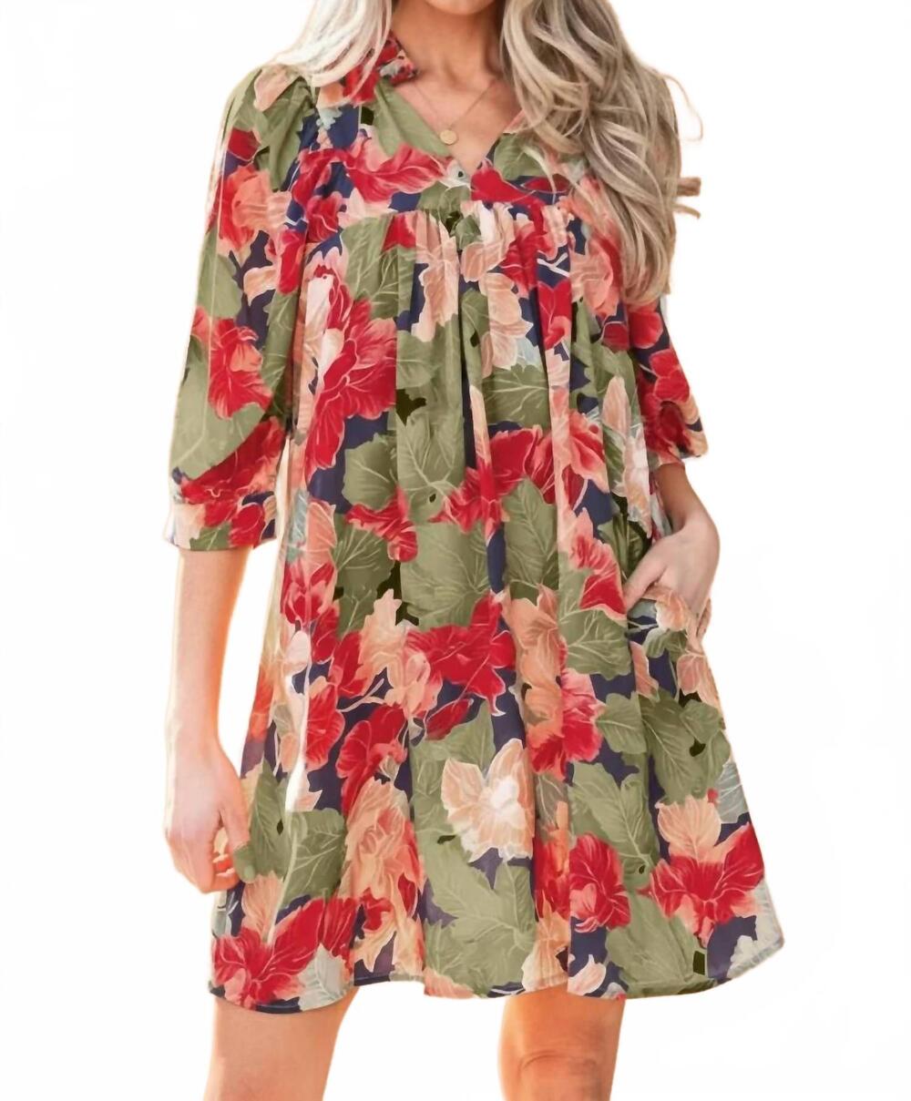 NEW PRETTY BASH women's frilled collar dress in floral
